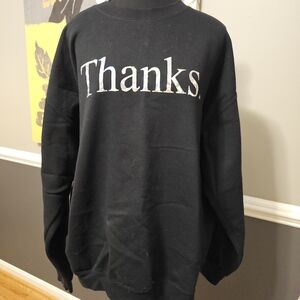 Black Sweater with "Thanks." Print